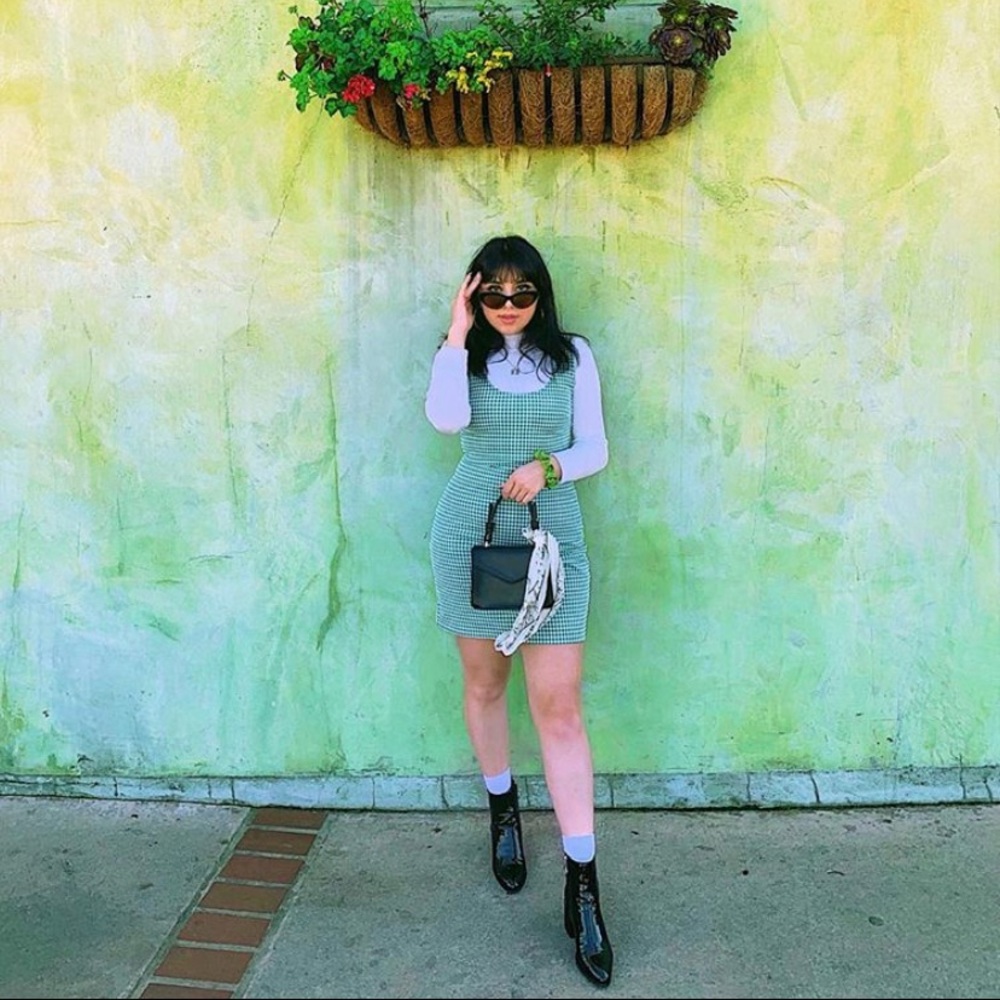 green gingham print dress from urban outfitters